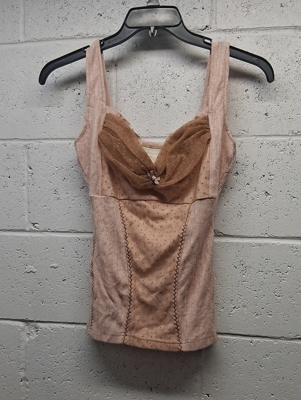 Womens Femmenina Sleeveless Dot-Accent Pink Bustier Tank Top